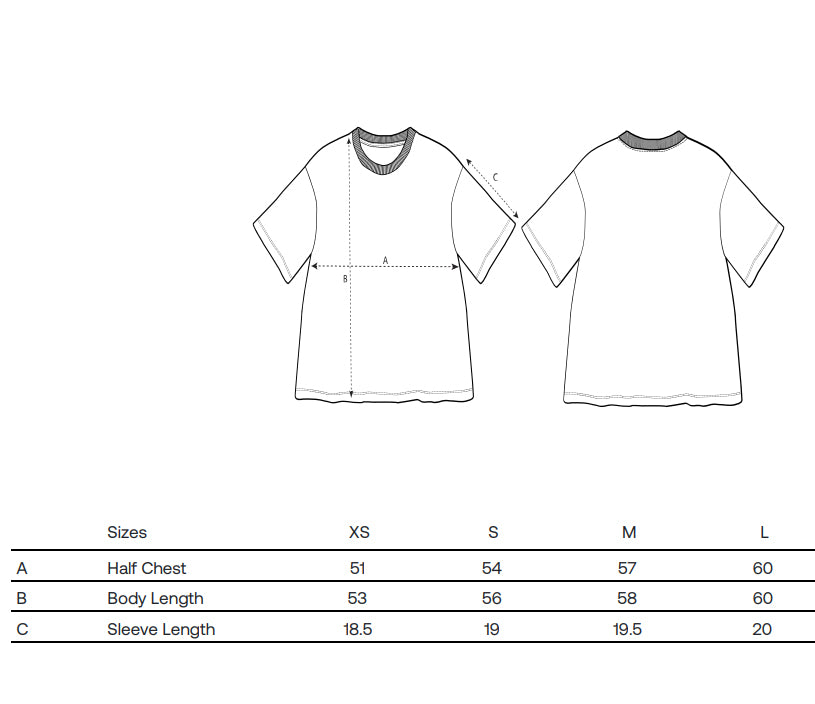 tshirt boxy raw con collare di aculei di istrice serigrafato in blu