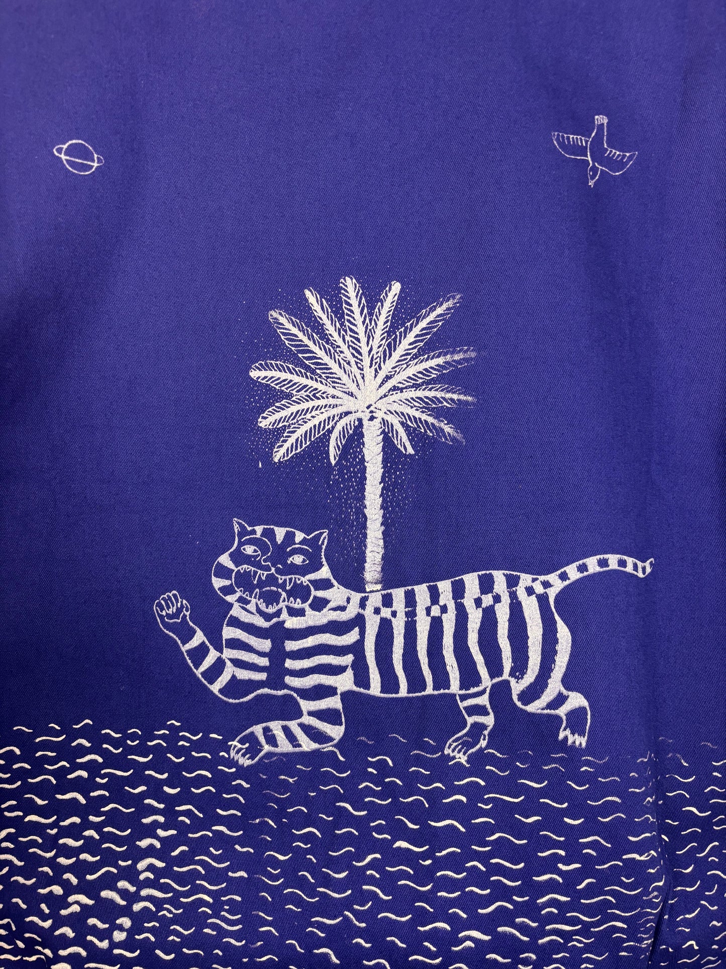 Shacket blu klein tigre e palma serigrafate