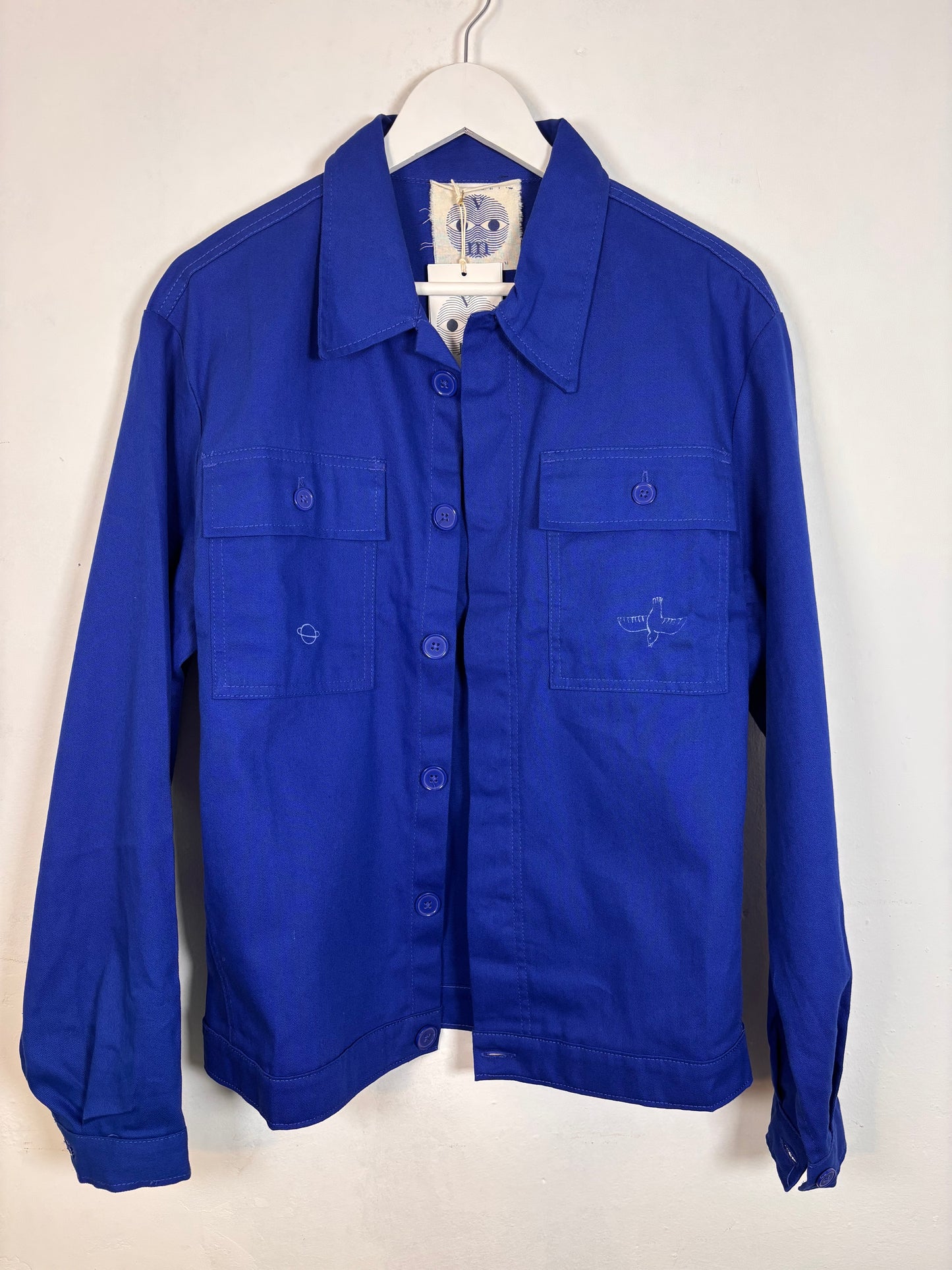 Shacket blu klein tigre e palma serigrafate