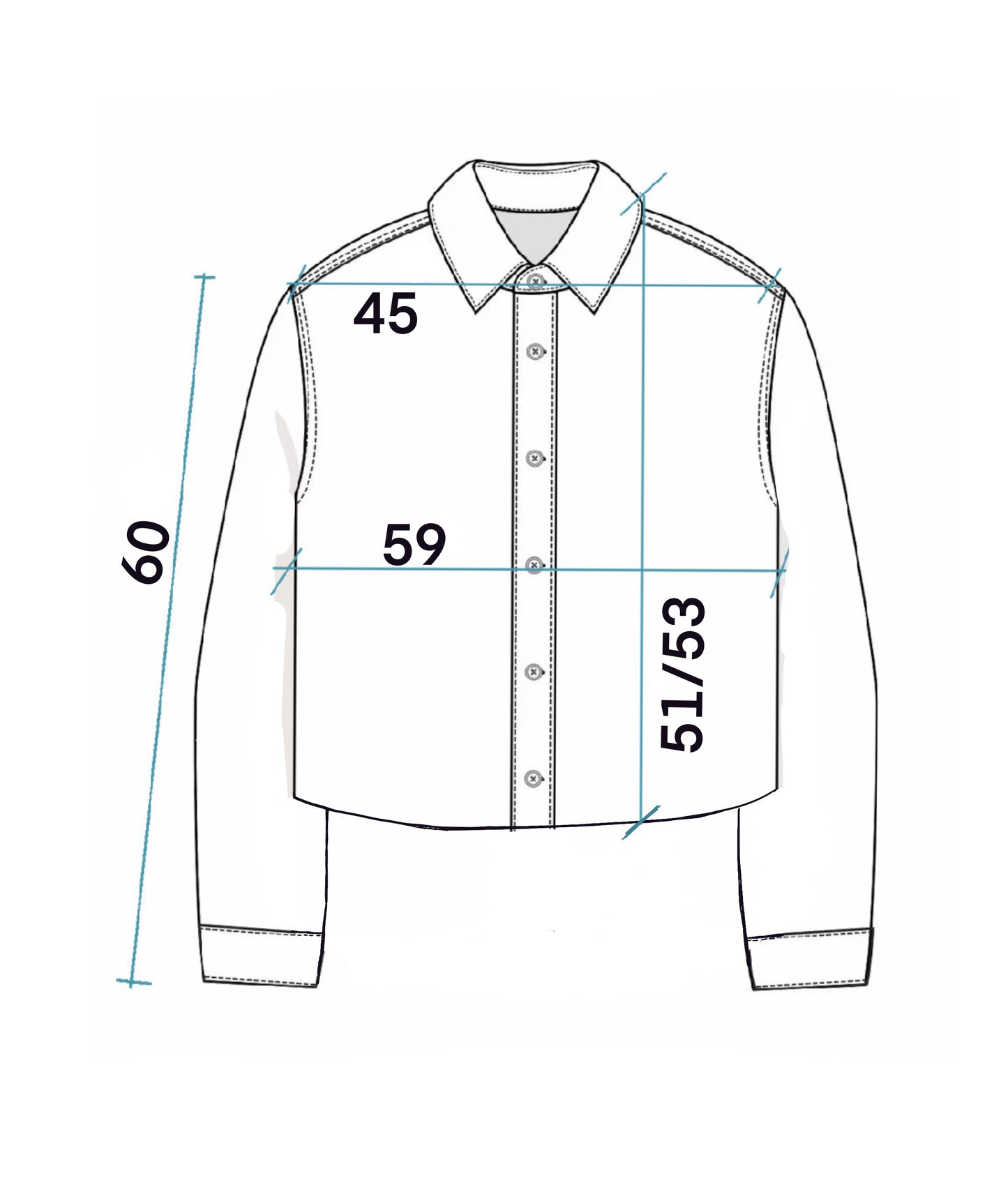 Camicia in seta blu upcycled con serigrafie bianche