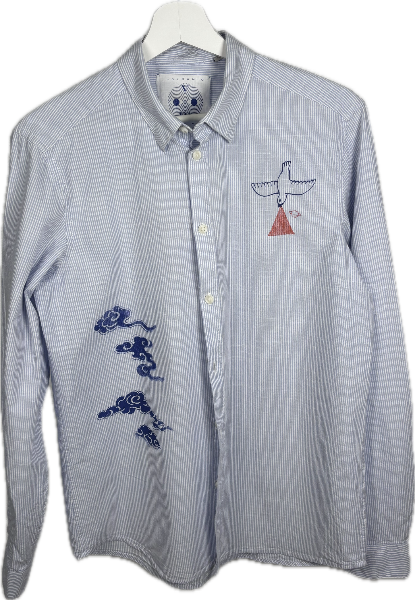 Camicia da uomo upcycled con serigrafie vulcaniche