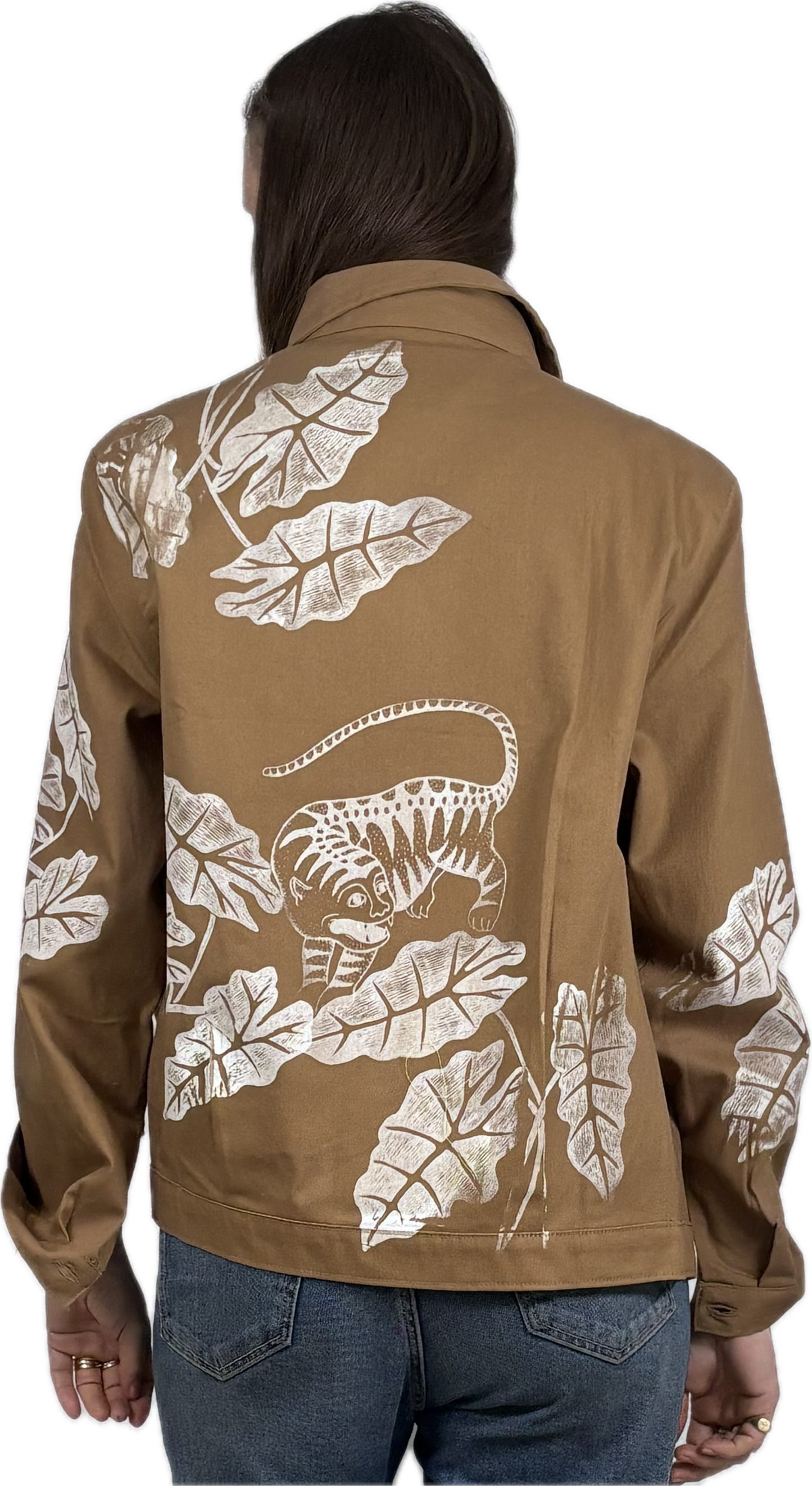 Shaket tabacco serigrafata con alocasia e tigre