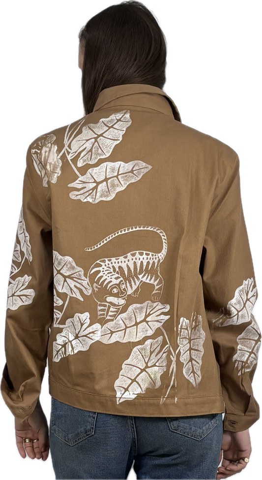 Shaket tabacco serigrafata con alocasia e tigre