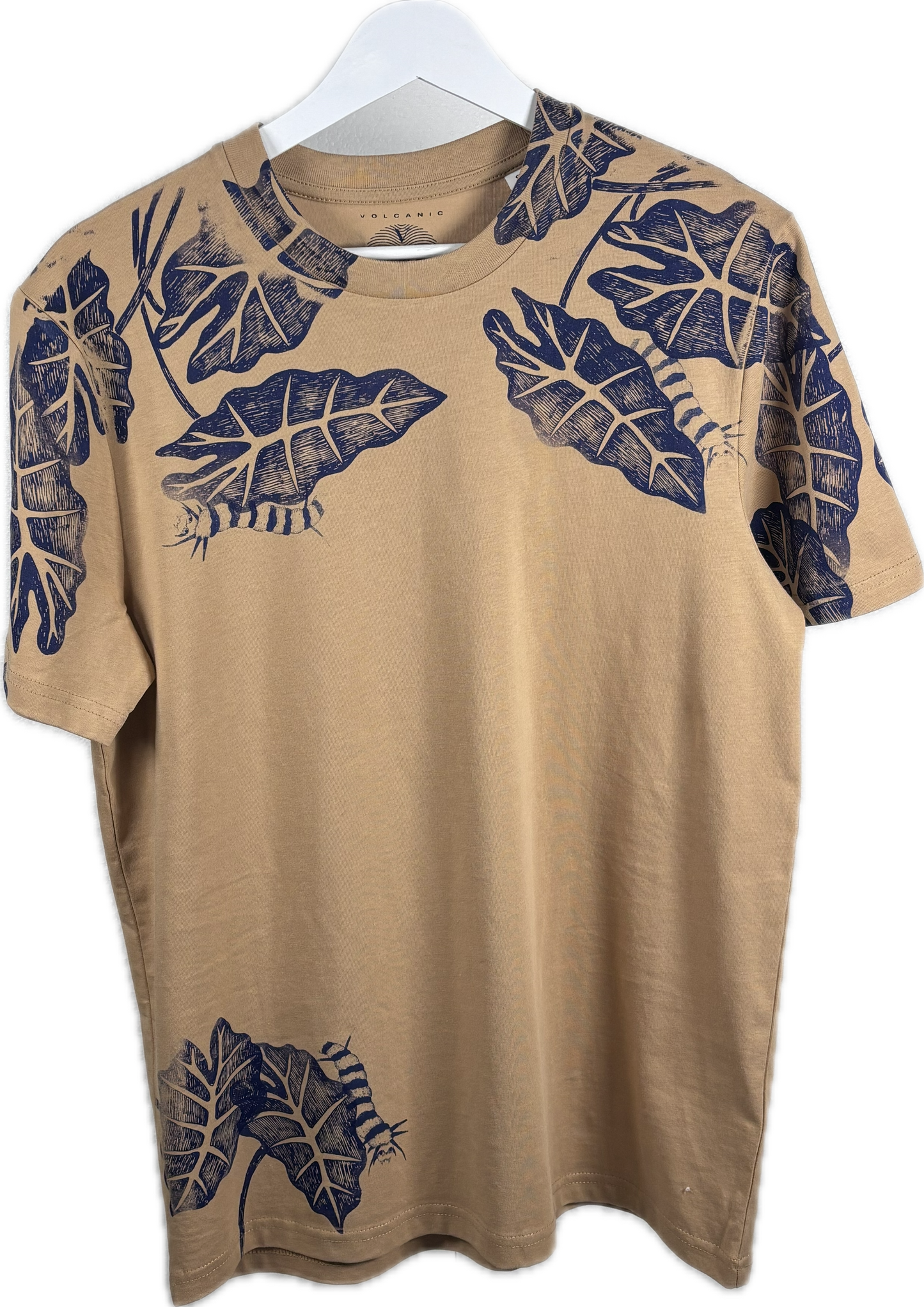 T-shirt classica color crema serigrafata con alocasia