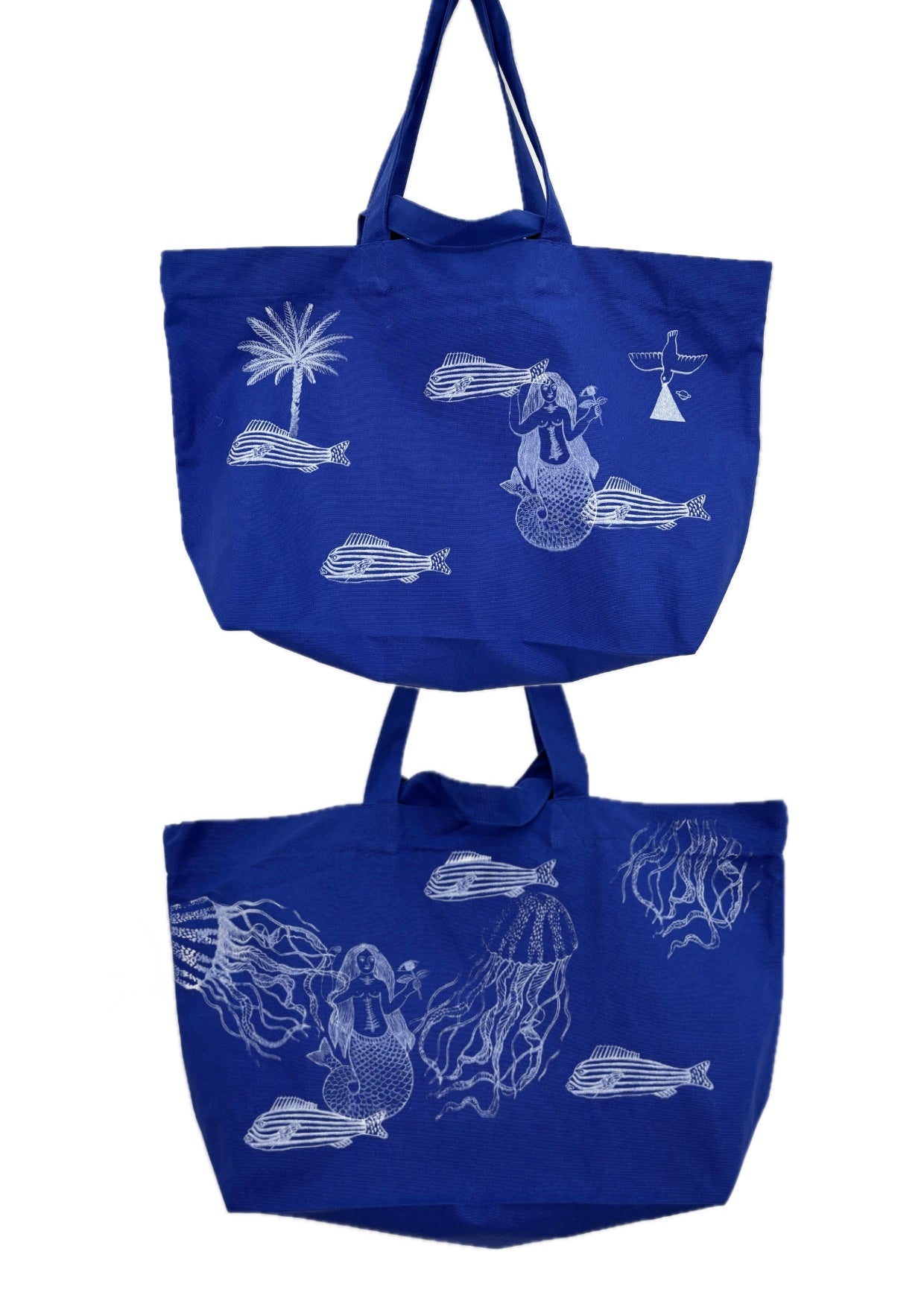 Borsa cotone spesso blu klein serigrafata