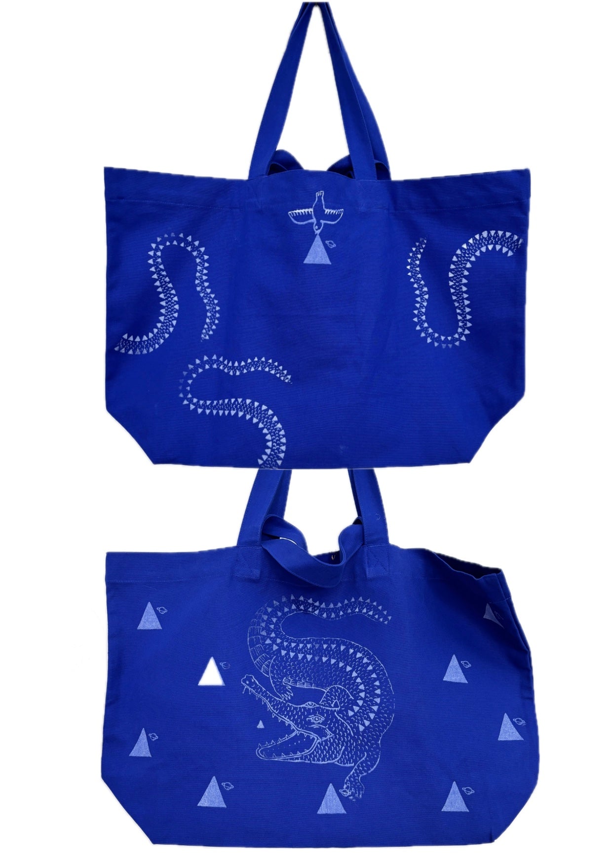 Borsa cotone spesso blu klein serigrafata
