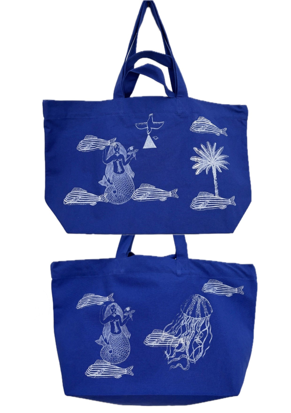 Borsa cotone spesso blu klein serigrafata