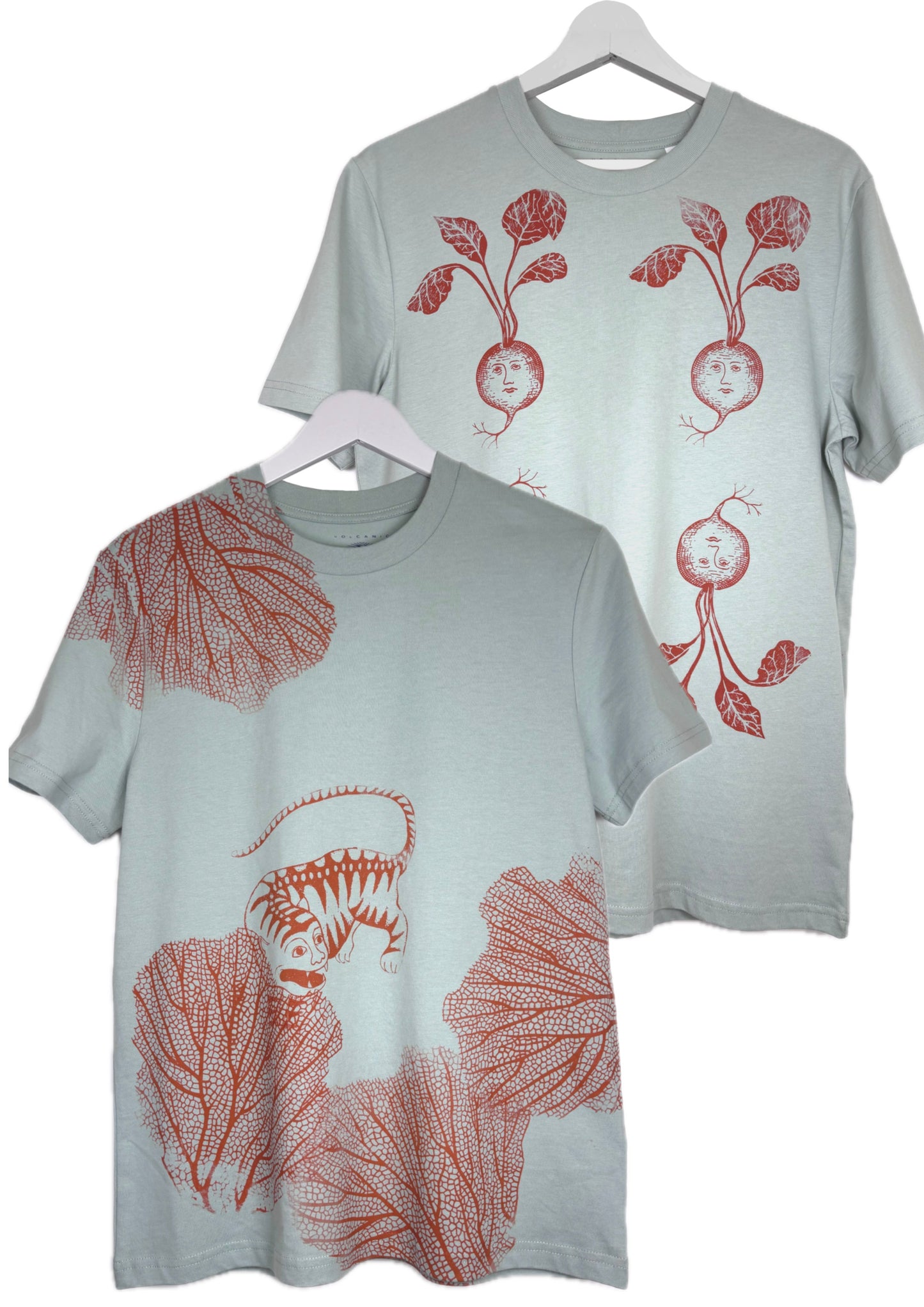 T-shirt modello classico verde aloe con serigrafie