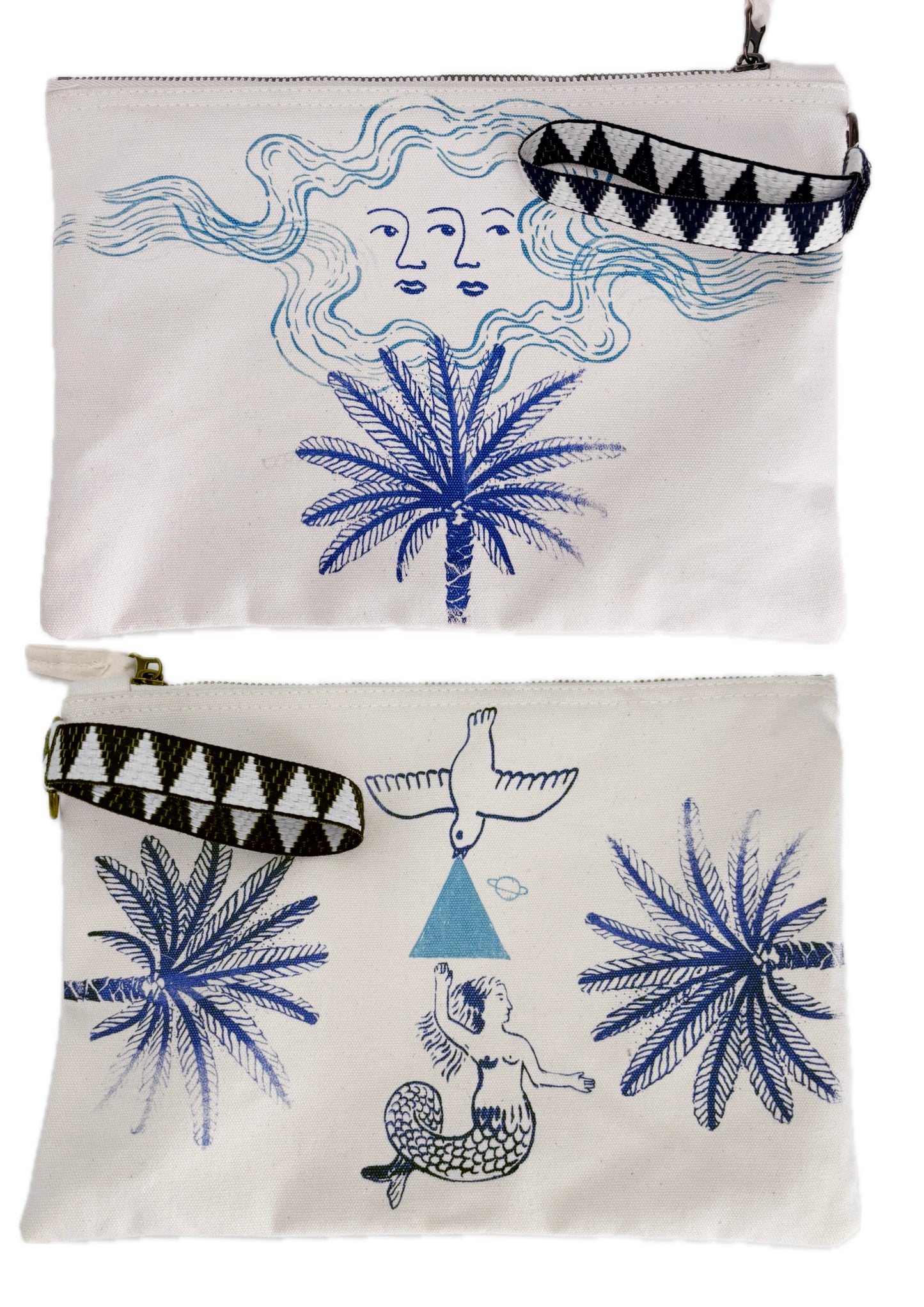 pochette grande con tracolla da polso serigrafata
