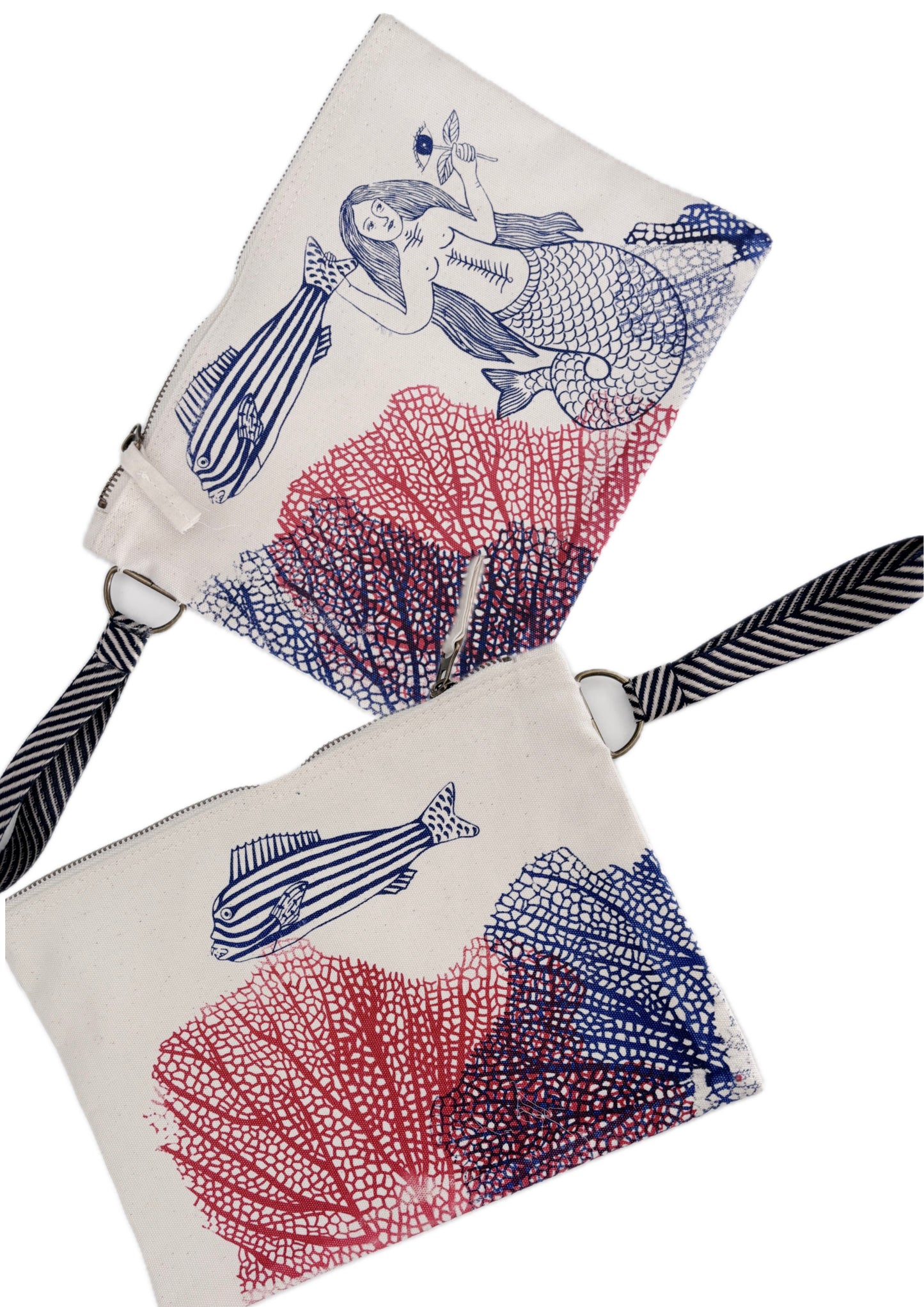 pochette grande con tracolla da polso serigrafata