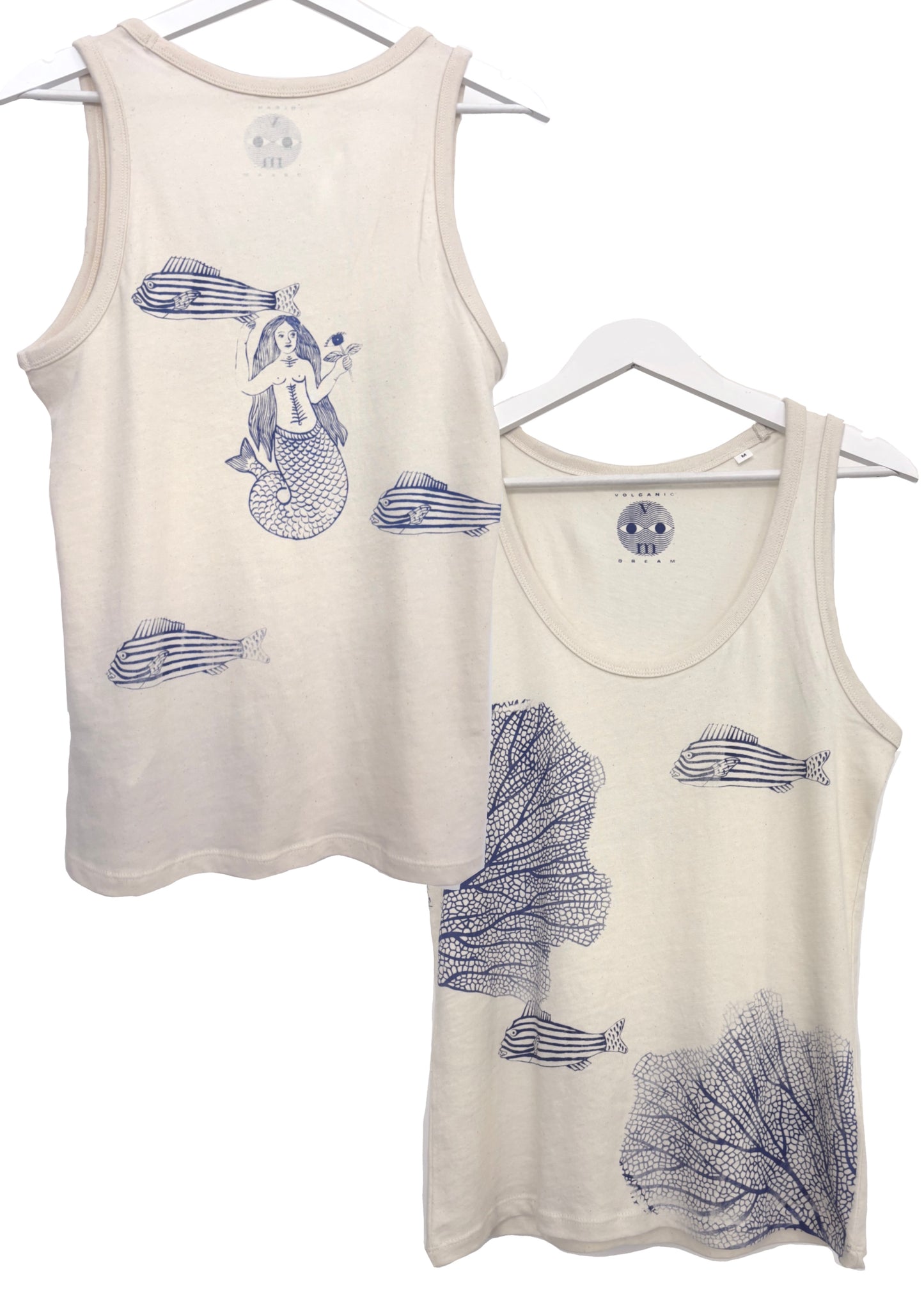 Canotta fitted con serigrafie a  tema marino vulcanico