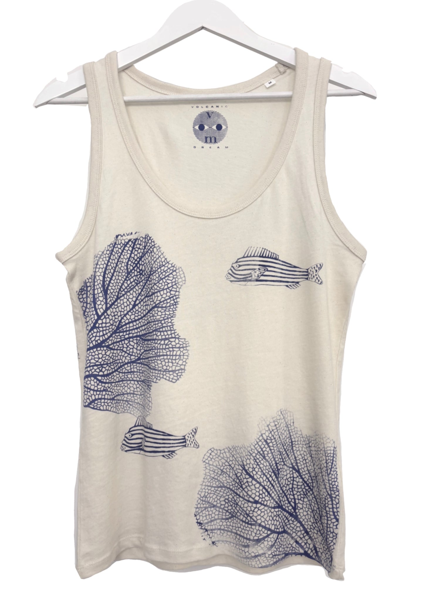 Canotta fitted con serigrafie a  tema marino vulcanico
