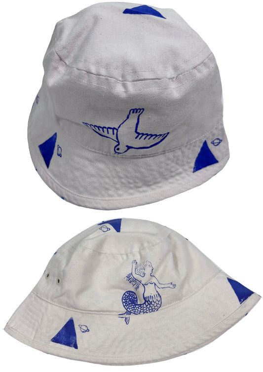 Cappellino da pescatore bianco raw serigrafato