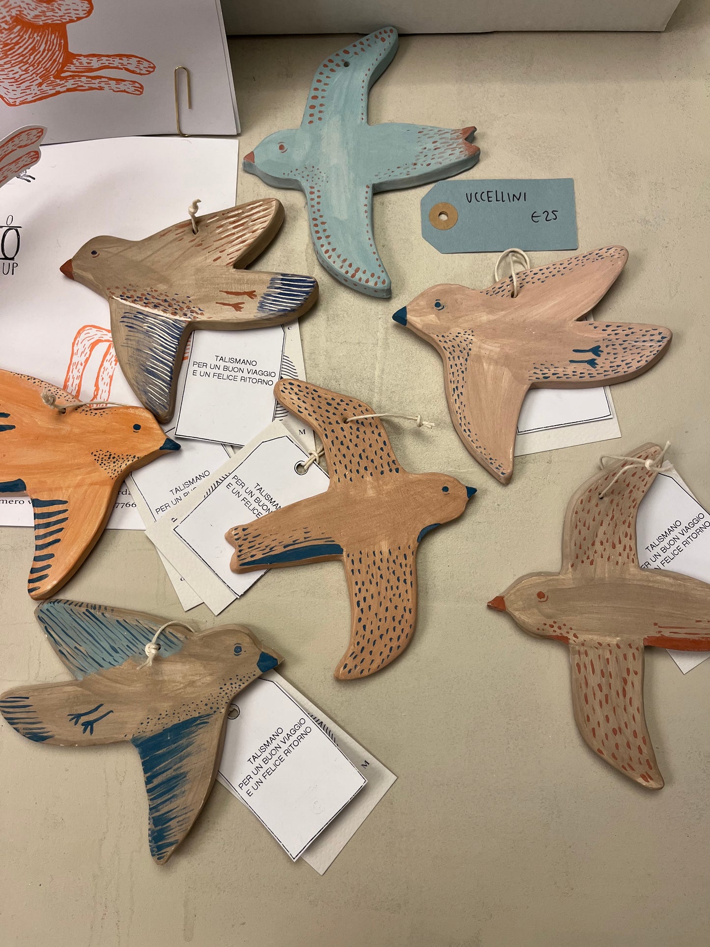 Uccellini in ceramica talismano buon viaggio e felice ritorno