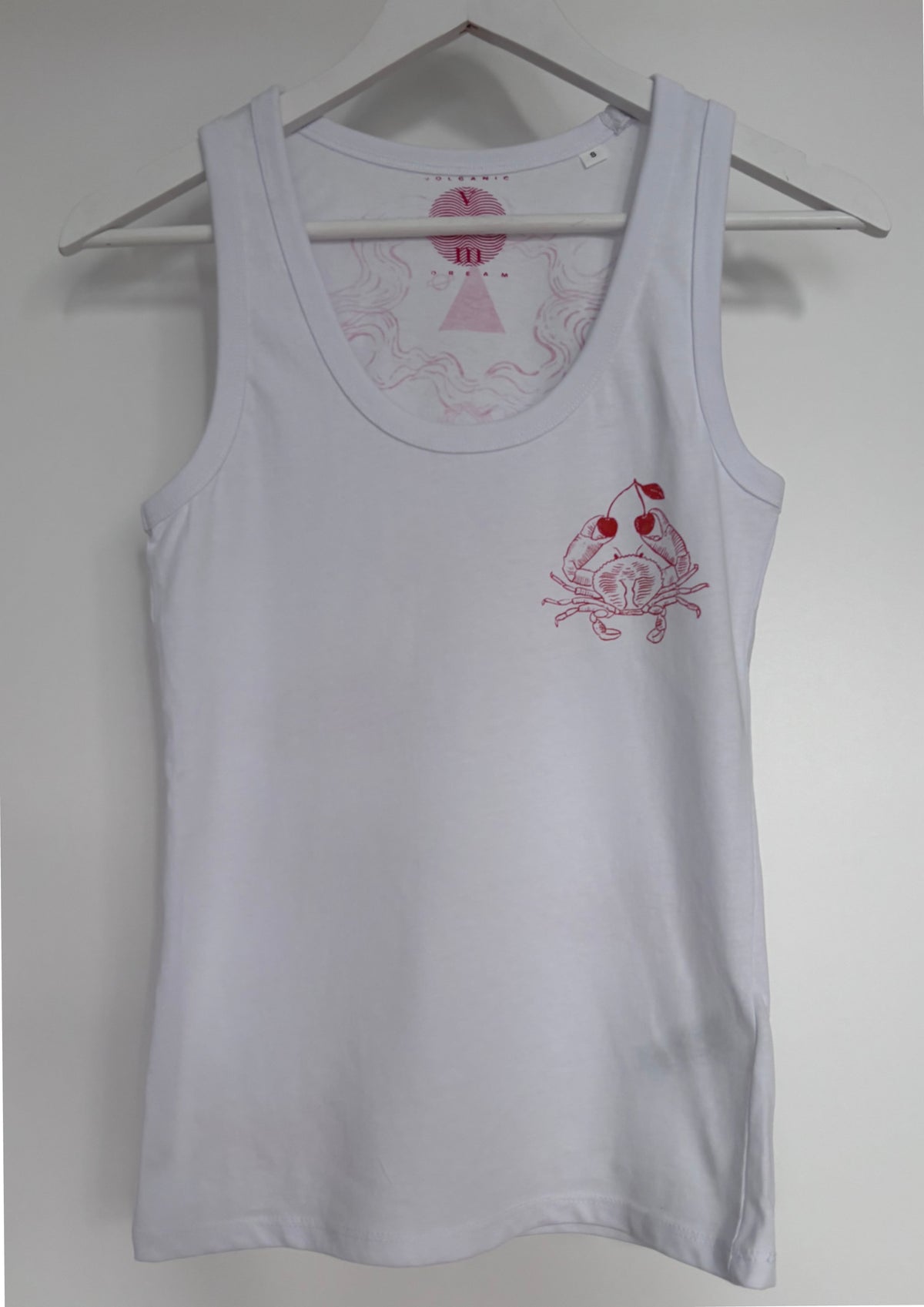 Canotta fitted bianca con serigrafie vulcaniche a tema marino