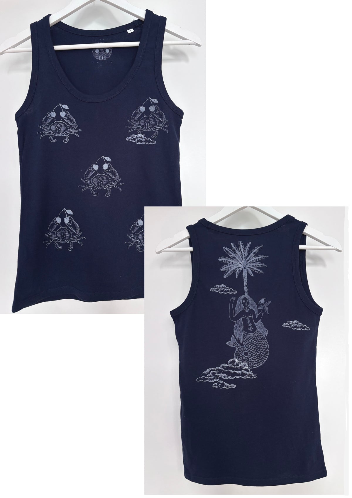 Canotta fitted navy con serigrafie marine