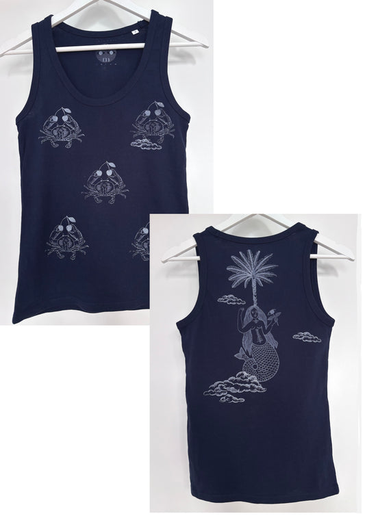 Canotta fitted navy con serigrafie marine