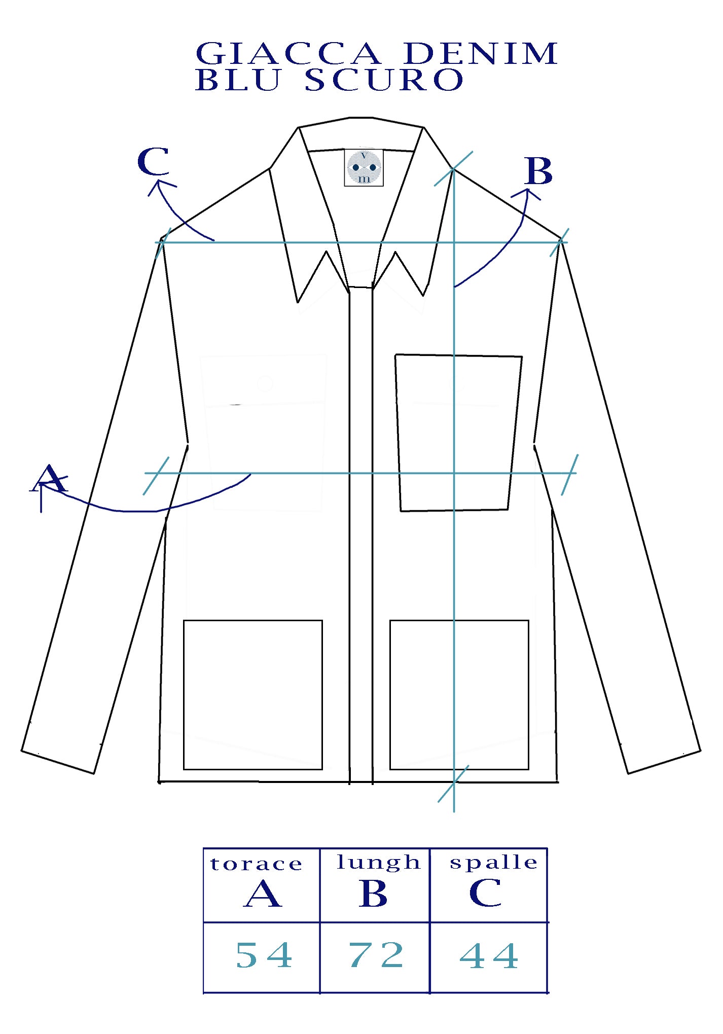 Giacca in denim spesso serigrafata con nuvole e profili
