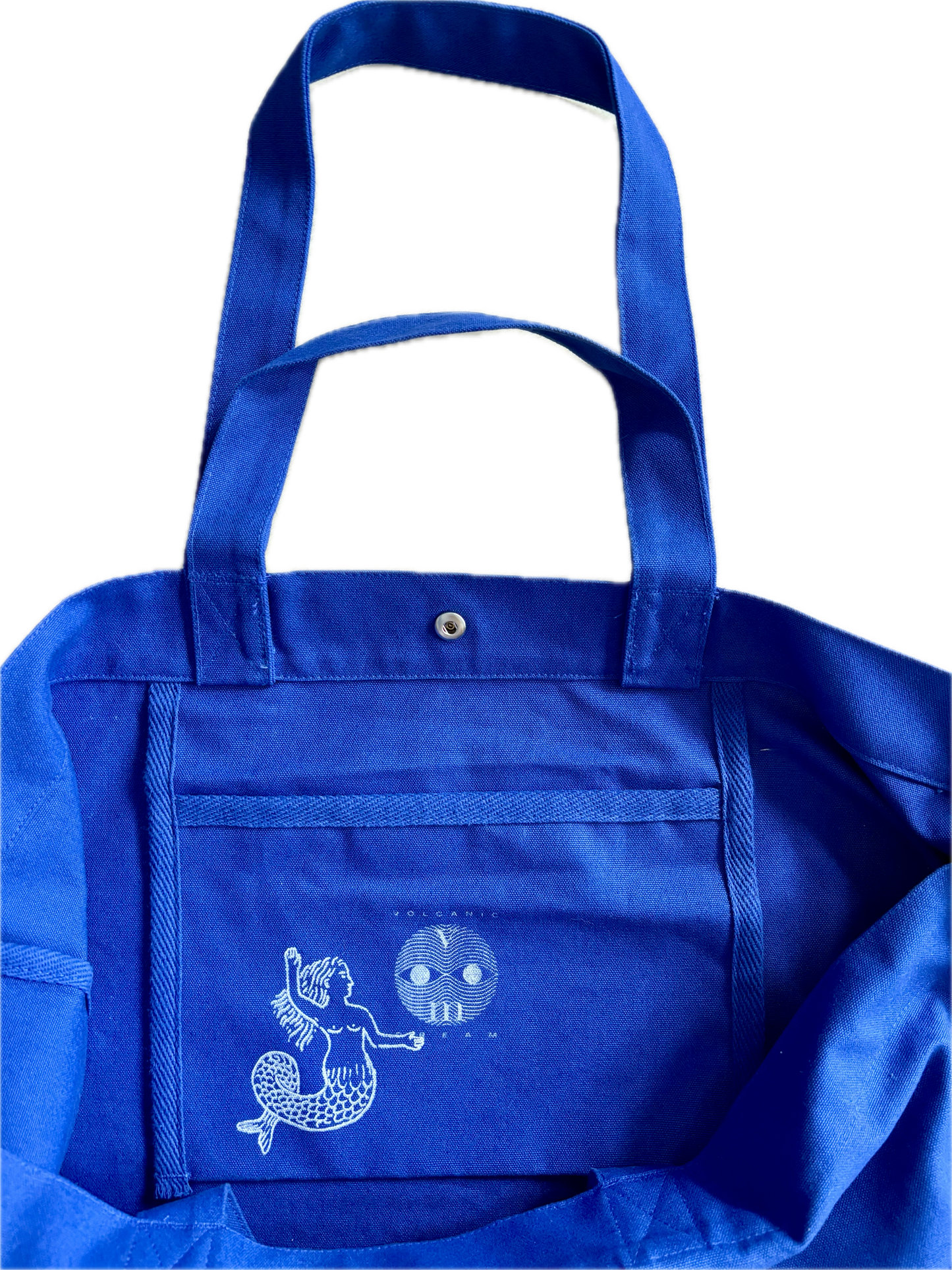 Borsa cotone spesso blu klein serigrafata