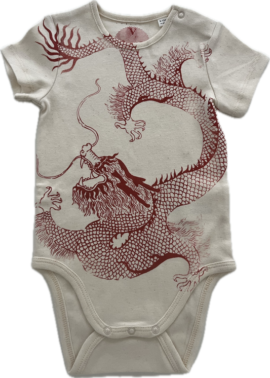 body bimbo serigrafato con dragone rosso