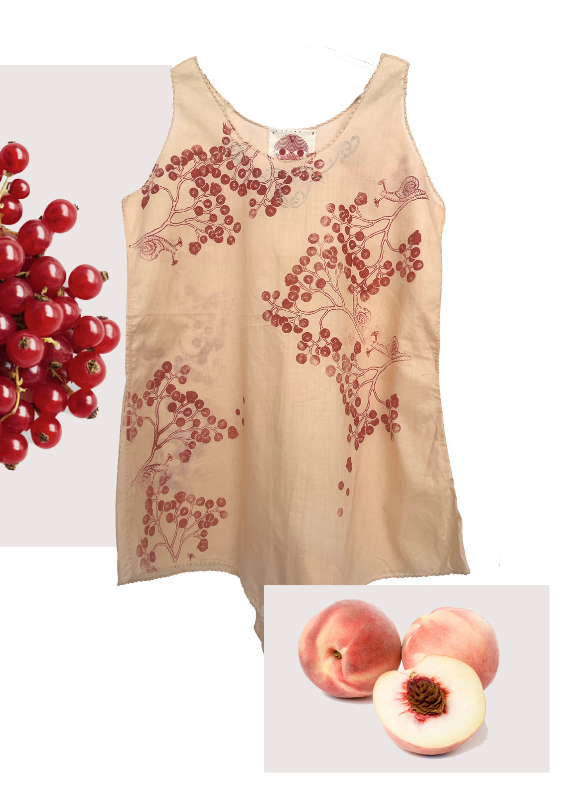 body vintage gusto gelato alla pesca con topping di ribes